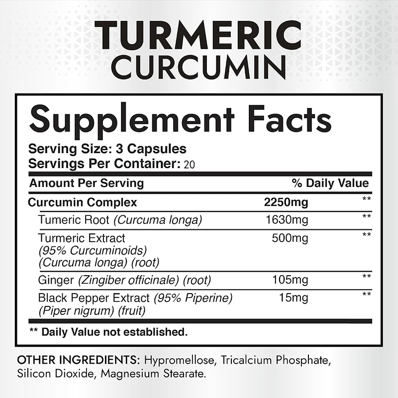 Kurkuma i kurkumina, 2250 mg,  – Turmeric Curcumin Capsule recenzja i cena